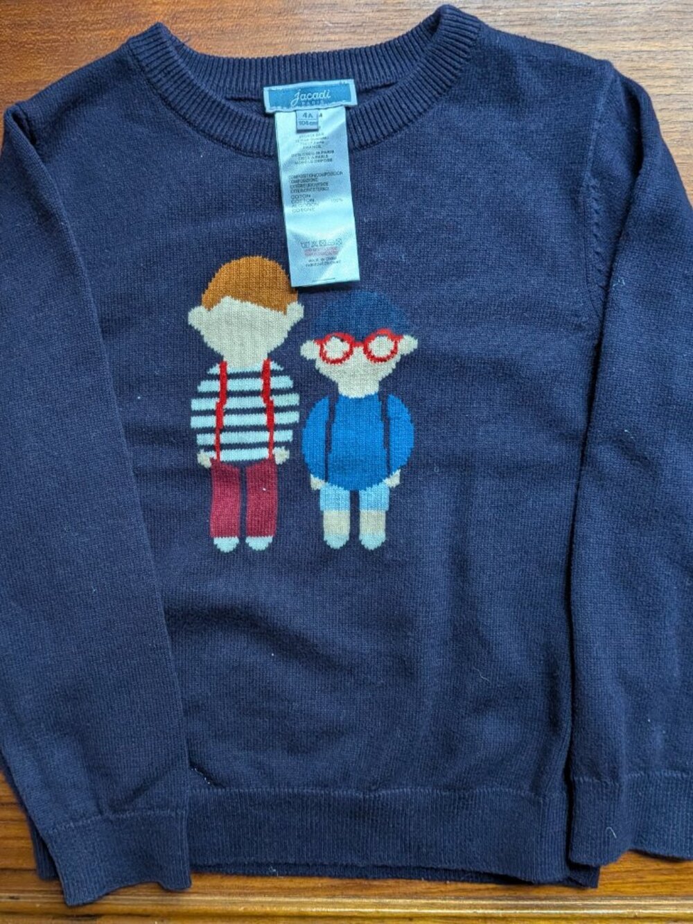 Jacadi Paris Boys Navy Graphic Sweater 4T